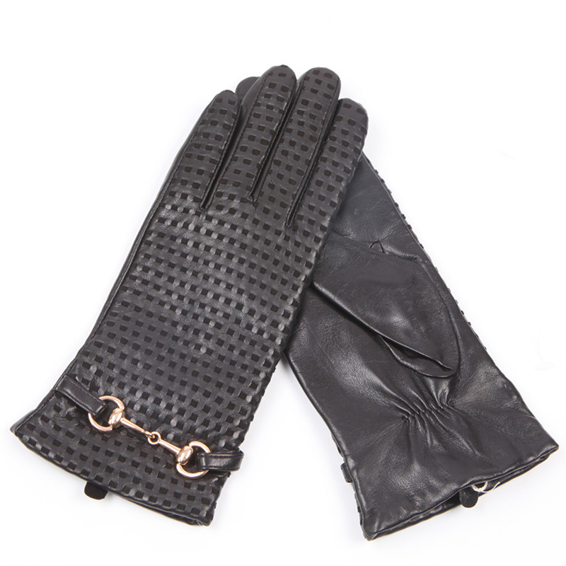 Wool Glove Lined - Rękawiczki damskie z prawdziwej skóry, ocieplane,