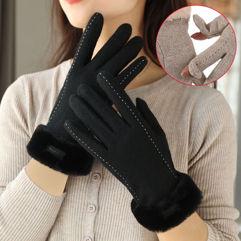 Wool Glove Lined - Damskie rękawiczki zimowe Flip Top opuszki