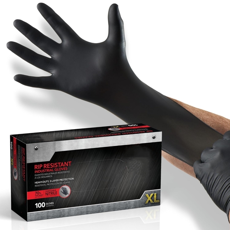 Latex Disposable Glove - 100 SZTUK Czarne Rękawice Nitrylowe Jednorazowe