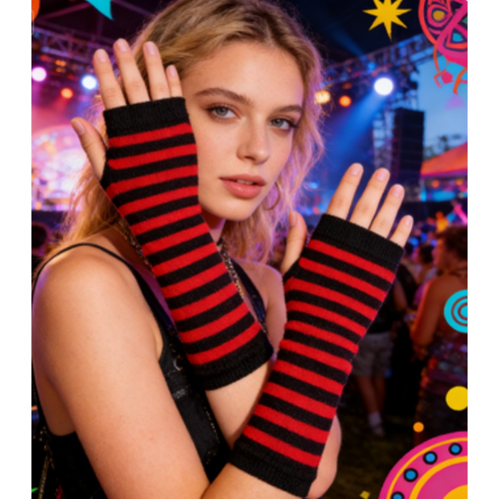 PESENAR Czerwono-czarne rękawi – Fingerless Glove Knit recenzja i cena