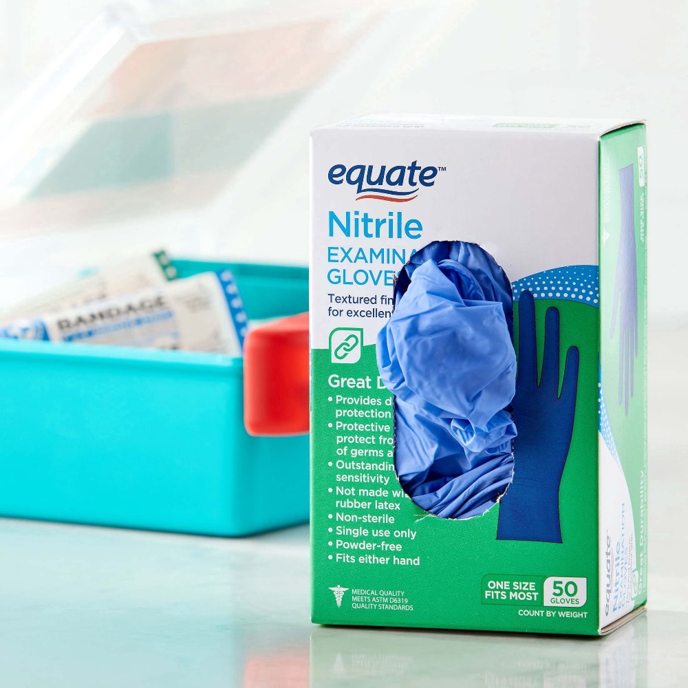 Rękawice nitrylowe Equate, roz – Exam Glove Nitrile recenzja i cena